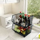 Black Kitchen Basket With Wheels Home Floor Multi-Layer Storage Rack Vegetable Rack