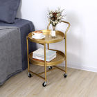 Double Layer 63cm Height Metal Frame Coffee Table Mobile Golden