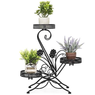 Anti Rust Wrought Iron 2.2KG 3 Tier Flower Pot Stand