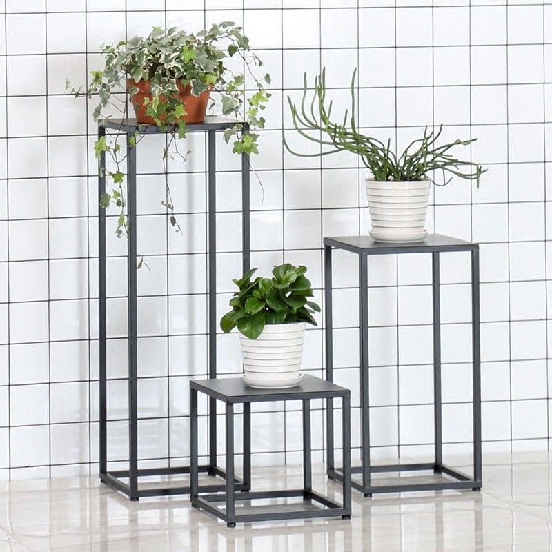 Nordic Square Orchid Metal Flower Stand For Balcony