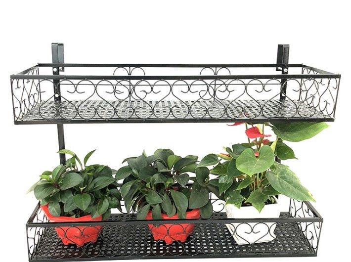 Outdoor Double Layer 4.41lb Metal Flower Stand