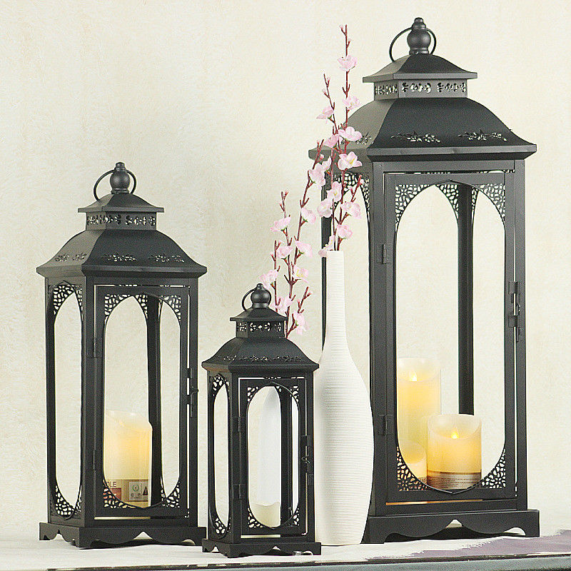 72cm Height Glass Candle Holders , Windproof Candle Holder Stand